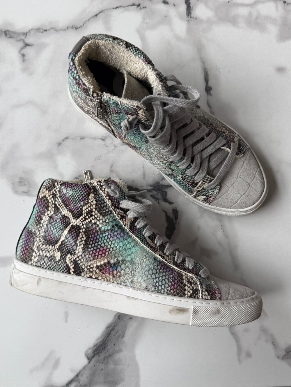 P448 Ice Snake Embossed High Top Sneakers Size 38